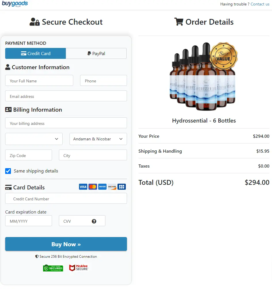hydrossential buy page